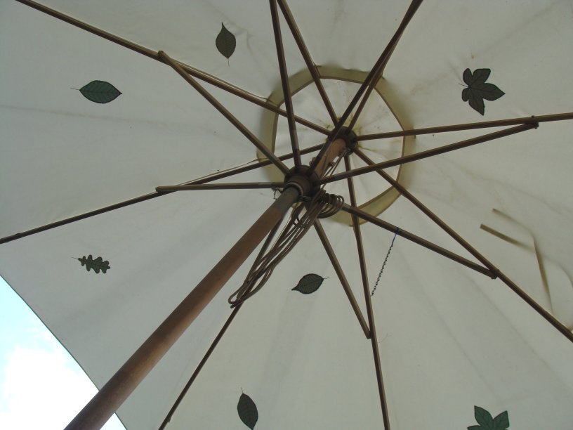 Som det ser ud under parasollen.